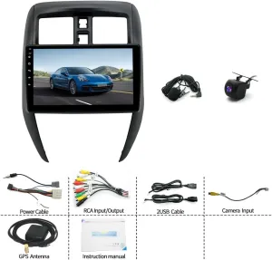 10IN 4 64GB Car Radio for Nissan Versa Sedan Radio 2015-2019 Wireless Carplay and Android Auto Android 13 Touchscreen Stereo with GPS Navigation HiFi WiFi AHD View Camera Built-in EQ Setting FM Radio