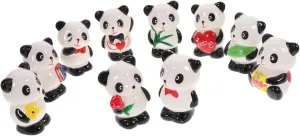 10Pcs Ceramic Panda Figurines Cute Panda Statues for Home Decor Garden Dollhouse and Party Decorations Adorable Panda Shaped Ornaments for Design