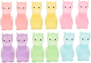 12 Pcs Luminous Alpaca Statue Miniature Glow in The Dark Figurines Cute Alpacas Statue Resin Mini Animal Cake Topper for Fairy Garden Dollhouse Decor