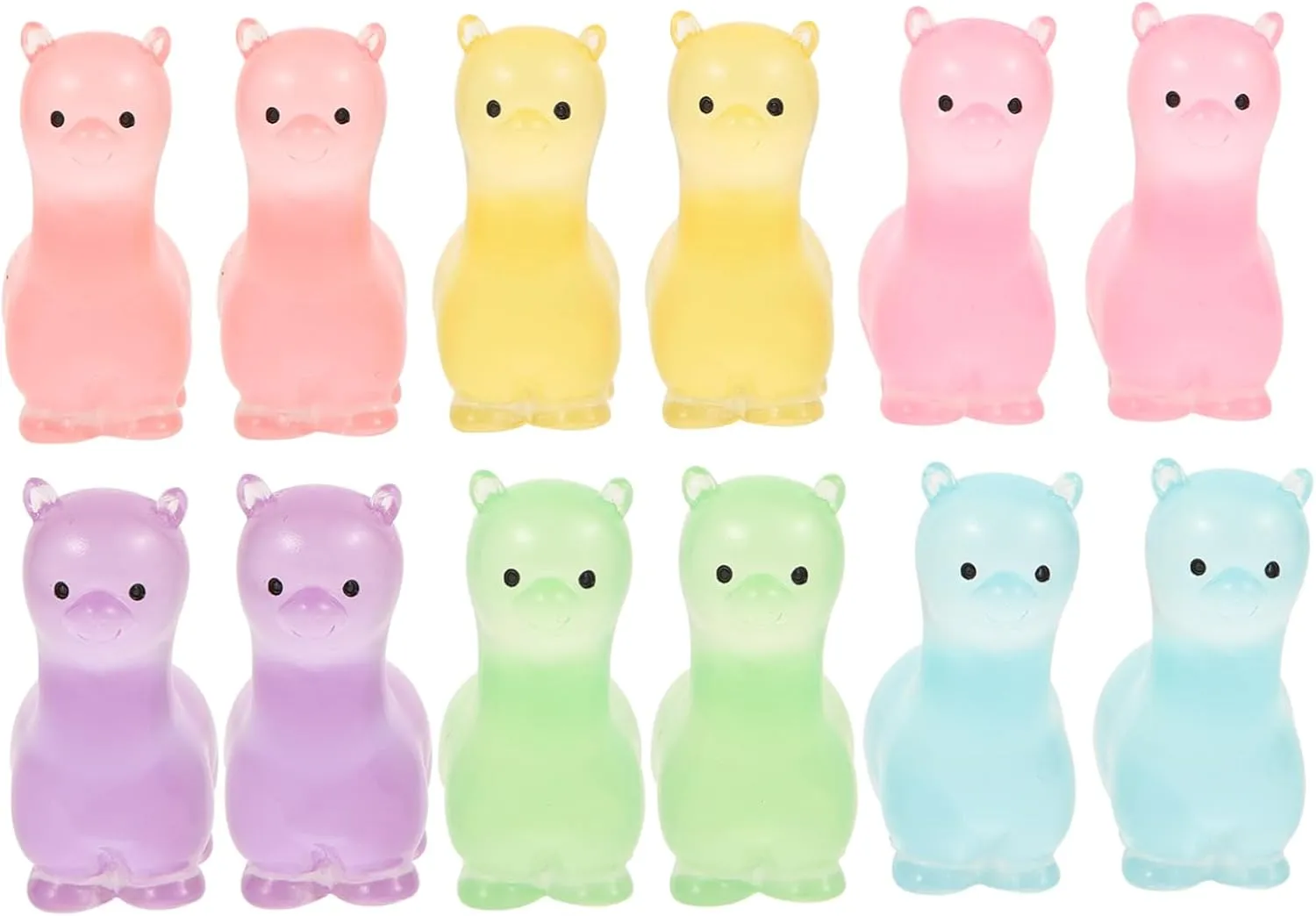 12 Pcs Luminous Alpaca Statue Miniature Glow in The Dark Figurines Cute Alpacas Statue Resin Mini Animal Cake Topper for Fairy Garden Dollhouse Decor