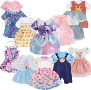 12 Sets Baby Doll Clothes for 10-12 Inch Dolls, Princess Styling Outfits for Kids Dress Up Dollhouse, Gift for Girls Boys Birthday and Christmas
