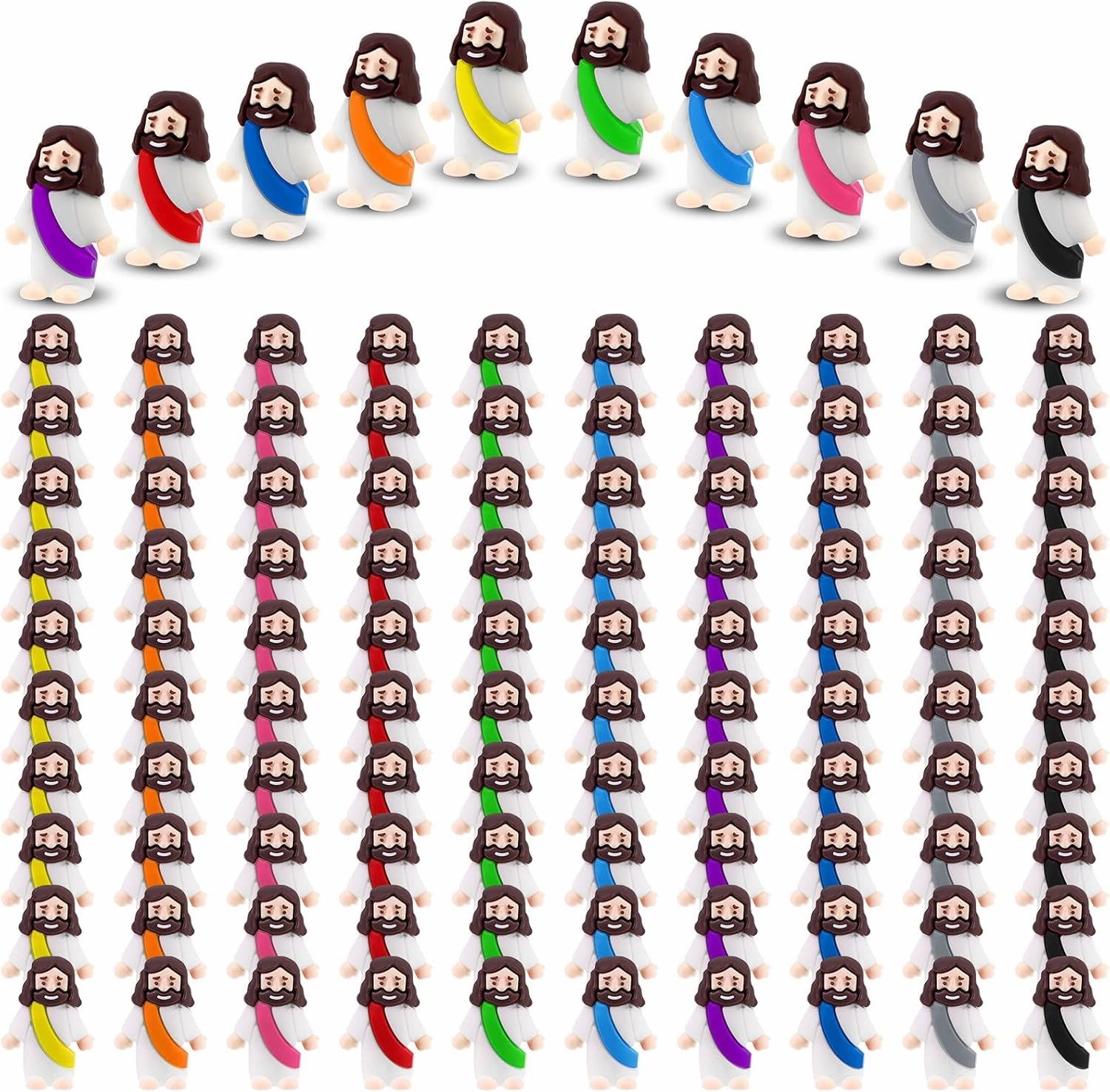 120 Pcs Mini Jesus Figures Toys Religious Tiny Jesus Figurine Rubber Jesus Doll to Hide and Seek Church Favors Gift for Sunday School Baptism Activities
