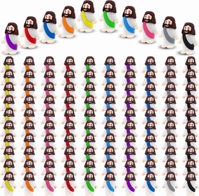 120 Pcs Mini Jesus Figures Toys Religious Tiny Jesus Figurine Rubber Jesus Doll to Hide and Seek Church Favors Gift for Sunday School Baptism Activities