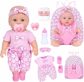 12 Inch Baby Dolls with Backpack Carrier Can Store Doll Clothes and Accessories,12" Reborn Baby Doll Set in Gift Box with Feeding Bottle Nipple Diaper for Kids Toddler Age 3 