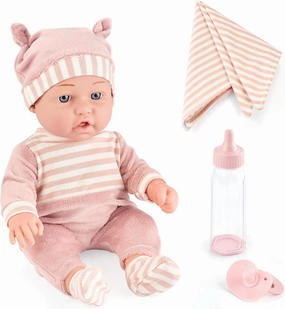 12 inches Baby Dolls Toy Set with Accessories Including Feeding Bottle, Soft Blanket, Pacifier and Removable Outfits. Ideal Gift for 3  Years Old Girls Toddlers