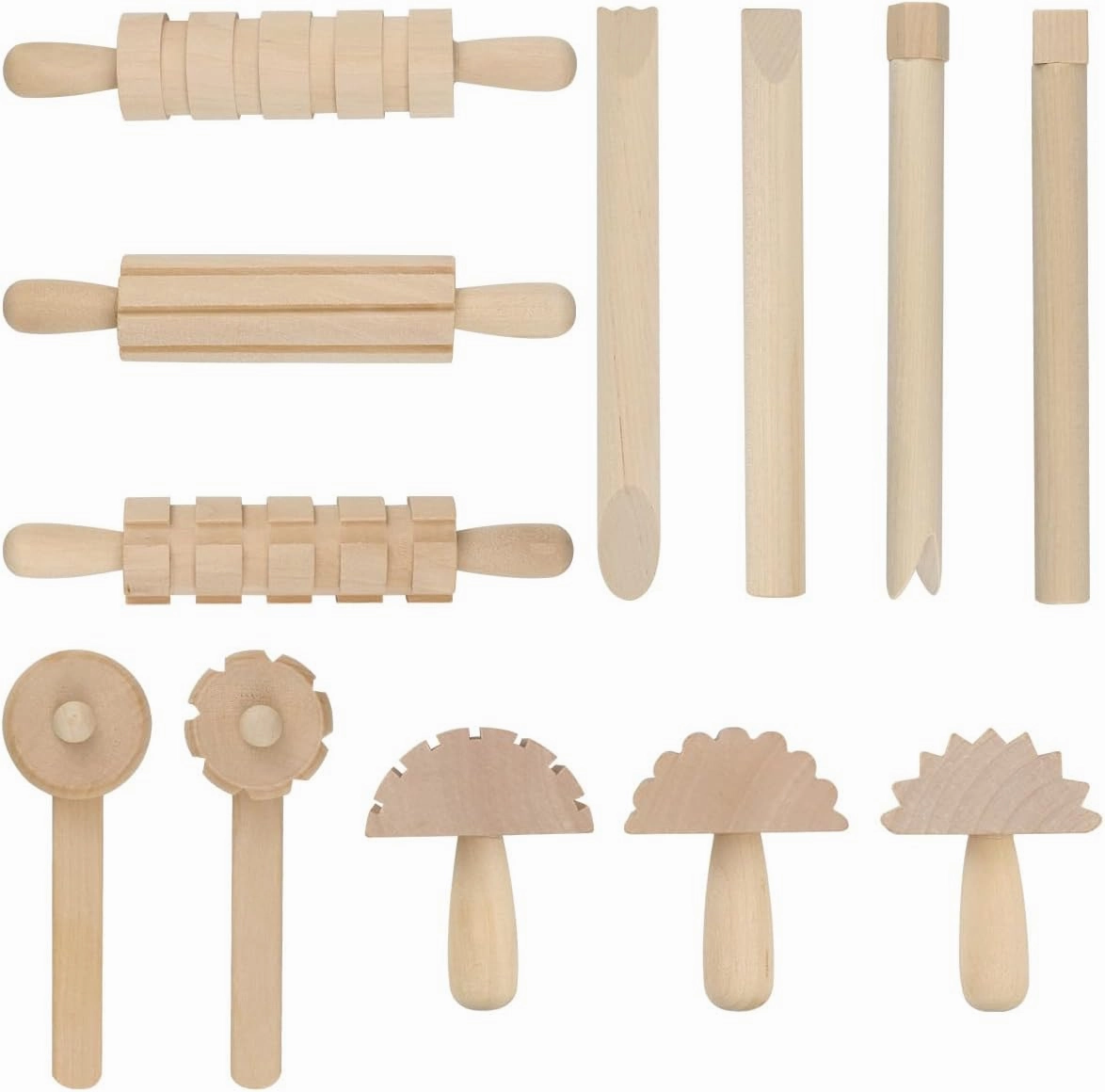 12 Pcs Kids Wooden Clay Tool Wood Hand Rollers Clay Molding Tools for Kids Crafts Activities