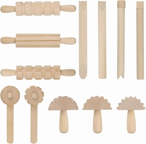 12 Pcs Kids Wooden Clay Tool Wood Hand Rollers Clay Molding Tools for Kids Crafts Activities