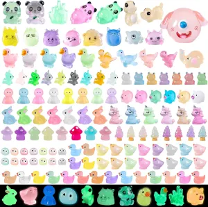 135 Pcs Resin Animals Luminous Mini Resin Animal Figurines Glow in The Dark Tiny Miniature Figures Ornament for Micro Dollhouse Landscape Aquarium Decorations DIY Hide Seek (19 Styles)