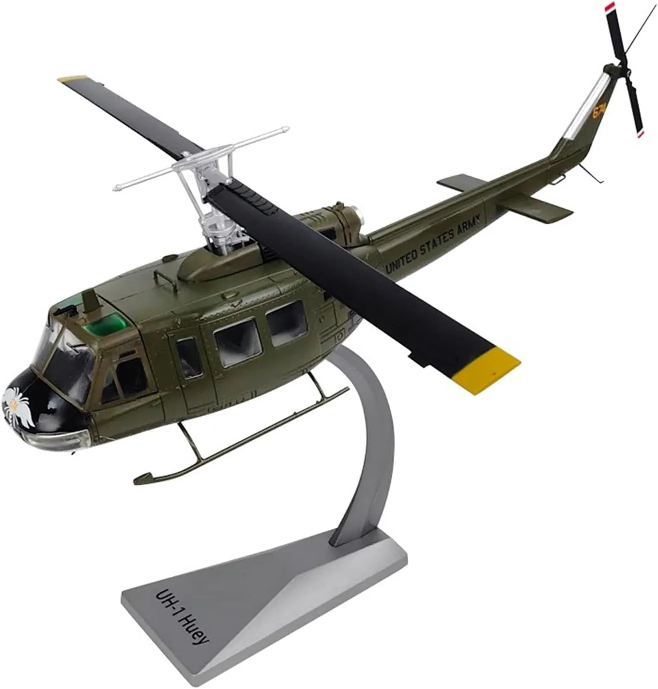 1:48 U.S UH-1 Huey Helicopter Aircraft Model with Metal Stand Length 13.8In Die-Cast Model Plane for Collection Festival Gift