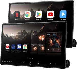 15.6 inch 4K Android Car TV Headrest Monitor for Cars Back seat Rear Entertainment System, Support Wireless Phone Link Touch Screen,with WiFi/Bluetooth/HDMI/USB/Video Player 2G 32G (2PCs)