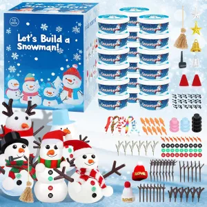 18 Pack Christmas Craft, DIY Snowman kit,Christmas Crafts for Kids,Creative Children Air Dry Modeling Clay,Build a Snowman kit，for Christmas Events，Christmas Game，Toys & Festivals.