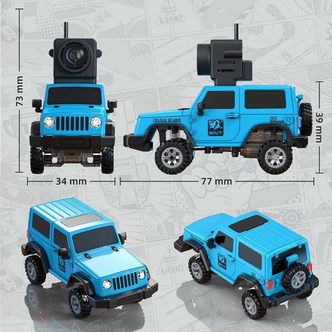 1/64 Scale RC Mini Drift Car with FPV Camera, 2.4G Romote Control Off-Road Climbing Car, 4WD Electric Racing Vehicle Model with LED Gift for Adult (RTR FPV Goggles Version)