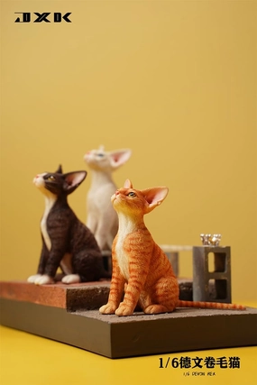 1:6 Scale Devon Rex Model Figure Felidae Resin Cute Cat Model Pet Animal Collector Gift for Adult (JXK123B5)