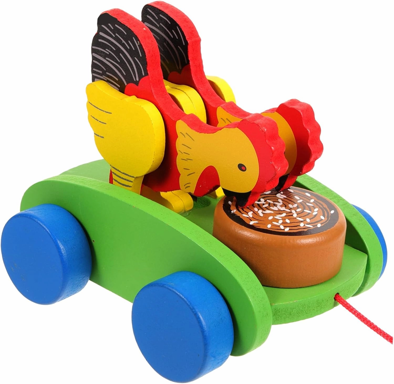 1Pc Educational Towing Plaything Cartoon Chicken Cart for Enhances Parent Bonding Improves Hand Eye Coordination Safe and Sturdy Design Present for Boys