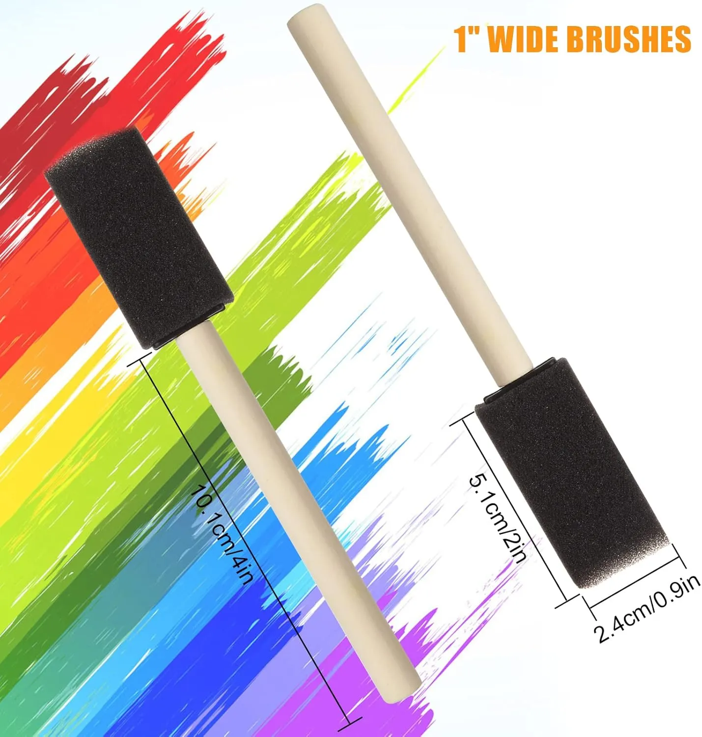 200 Pack 1 inch Foam Brush Bulk Foam Paint Brush Sponge Paint Brush with Wood Handle for Acrylics, Stains, Varnishes, Crafts