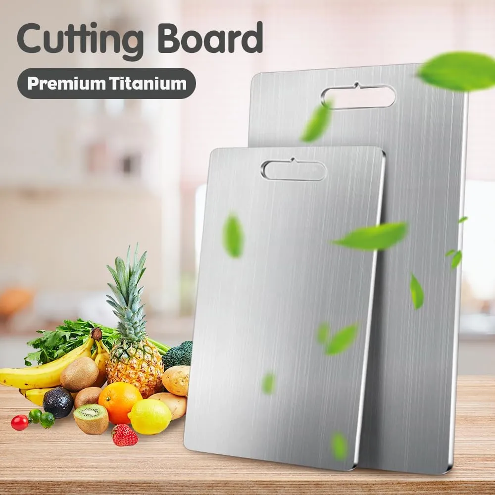 2025 New Titanium Cutting Boards - 100% Pure Titanium Cutting Boards for Kitchen - Cutting Edge Hygiene & Durability, Double Sided Medical-grade Titaniums Cutting Mat from Japan (13"L x 9"W)