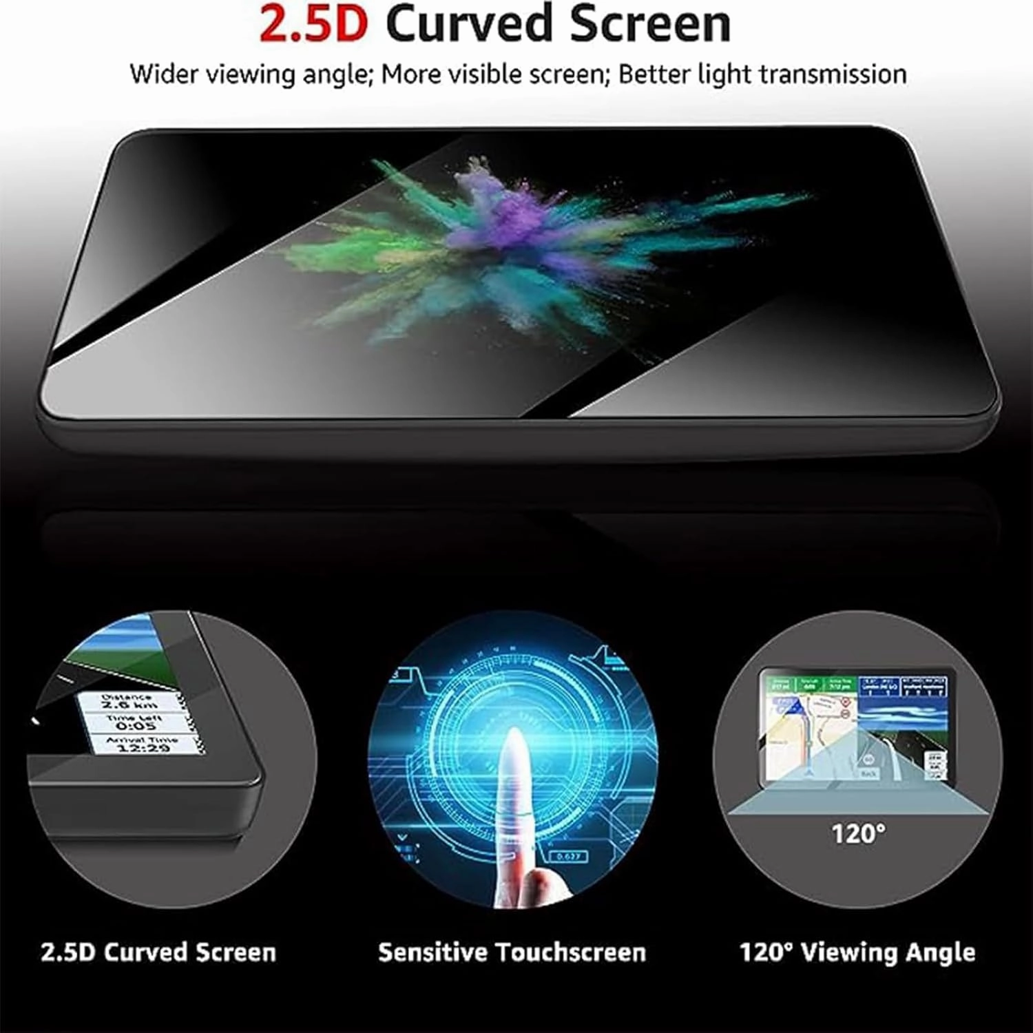 2025 Car GPS Navigator 2.5D Touchscreen 7inch Car GPS, Truck GPS Commercial Drivers,Real Voice prompts Turn Direction， Speed Limit Warning Speed Camera Alert, Lane Guidance Assist, POI