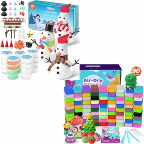 20 Piece Kids Snowman Craft Set with Air Dry Clay 90 Colors, Kids DIY Christmas Crafts, Christmas Activity Snowman Making, DIY Modeling Clay Set, Gifts for 3-12 Boys and Girls