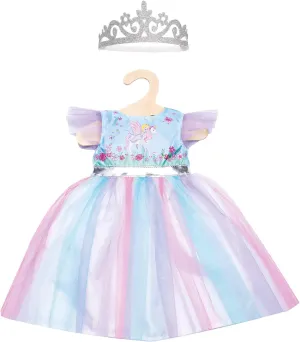 2130 - Fairy and Unicorn Doll Dress with Silver Crown, Size 35-45 cm