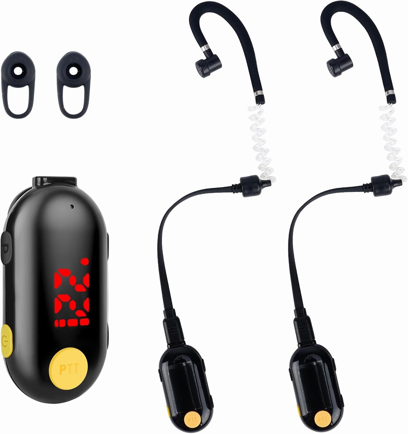 2 Pack Mini Walkie Talkies Handsfree 2 Way Radio Small Portable FM Transceiver for Restaurants,Out Door Sport Supermarket Hospital Tourism