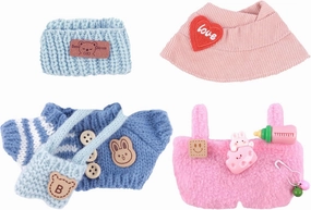 2 Sets of Clothes for Doll, 5 Pcs Accessories for Doll 6.7in/17cm Outfits Knit Hat T-Shirt Bag, Doll Sun Hat Bib Pants