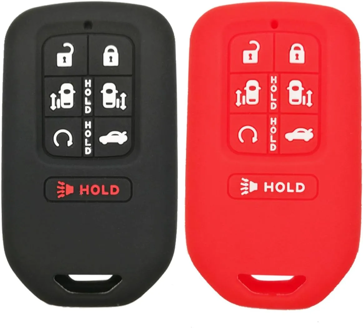 2Pcs Coolbestda Rubber 7buttons Key Fob Protector Case Cover Keyless Entry Holder Skin Bag for 2018 2019 2020 2021 2022 2023 2024 2025 Honda Odyssey Elite Ex A2C98590800 KR5V2X
