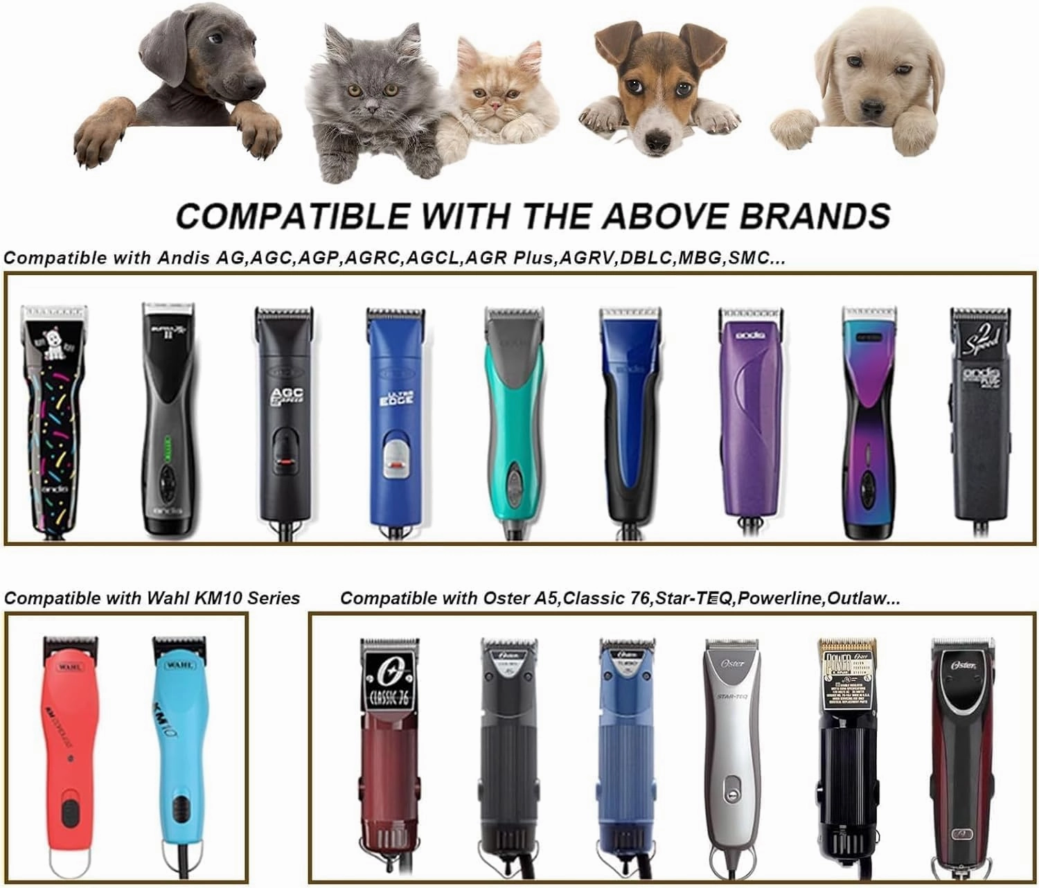 2PCS 10 Blades Dog Grooming Blades Compatible with Andis Dog Clippers,Dog Clipper Blades Compatible with Oster A5,Wahl km10 Dog Clippers for Animal Dog Cat Horse,Stainless-Steel Blade Sharp
