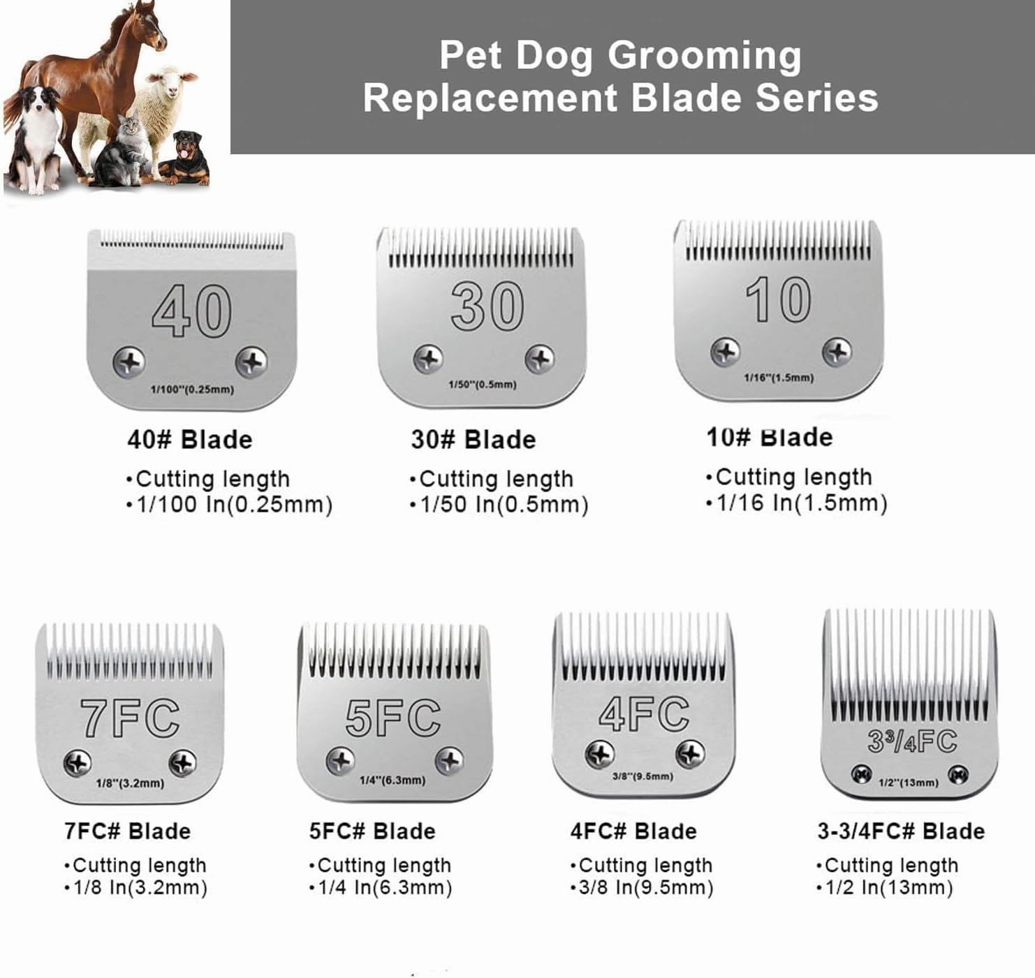 2PCS 10 Blades Dog Grooming Blades Compatible with Andis Dog Clippers,Dog Clipper Blades Compatible with Oster A5,Wahl km10 Dog Clippers for Animal Dog Cat Horse,Stainless-Steel Blade Sharp