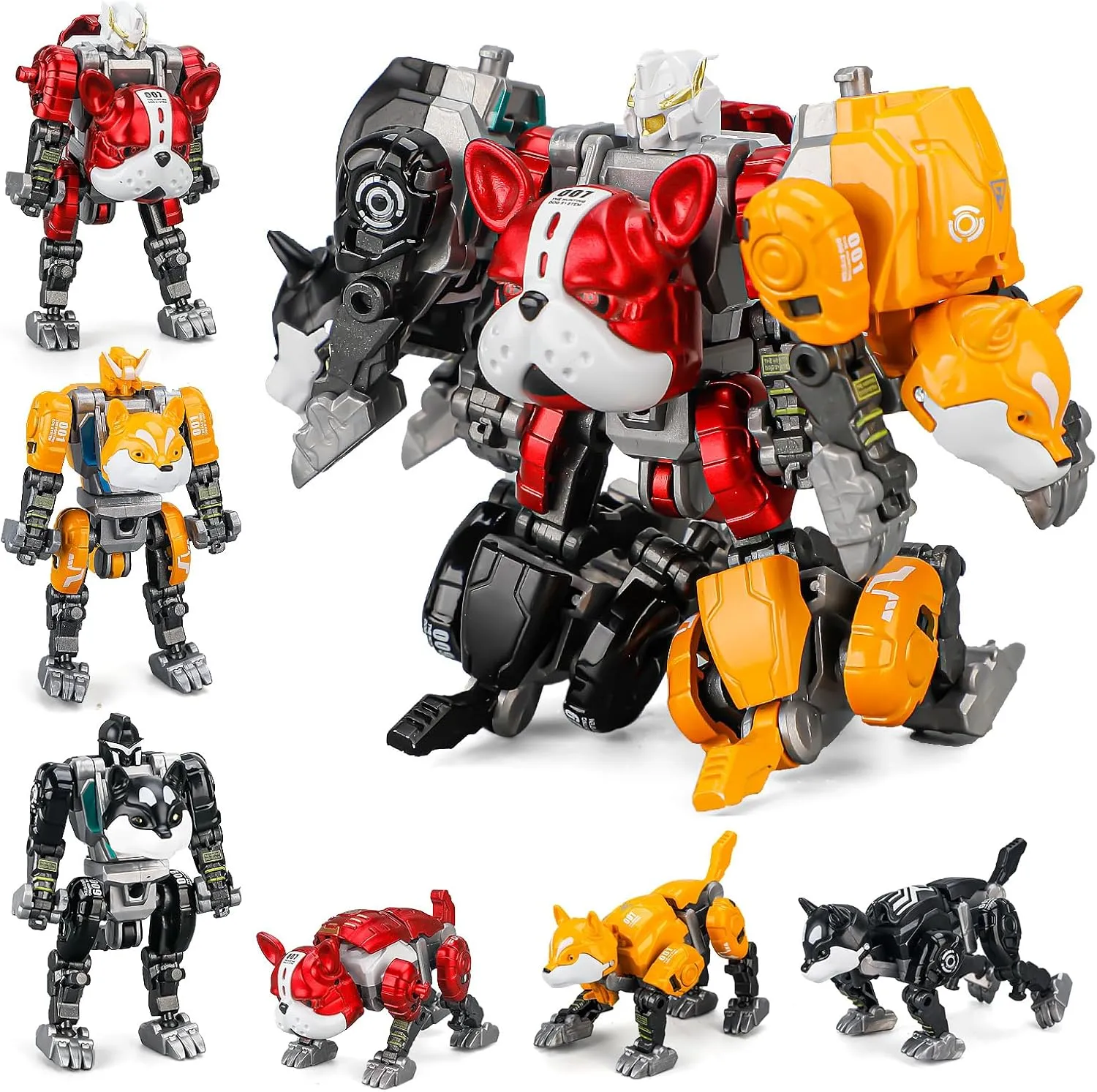 3-in-1 Transforming Robot Toys, Animal Transform to Robots Toy, 7 Shapes Deformation Alloy STEM Educational Toy for Kids 3  Year Old, Birthday Christmas Party Gifts for Boys & Girls Age 4-6 6-8 8-12