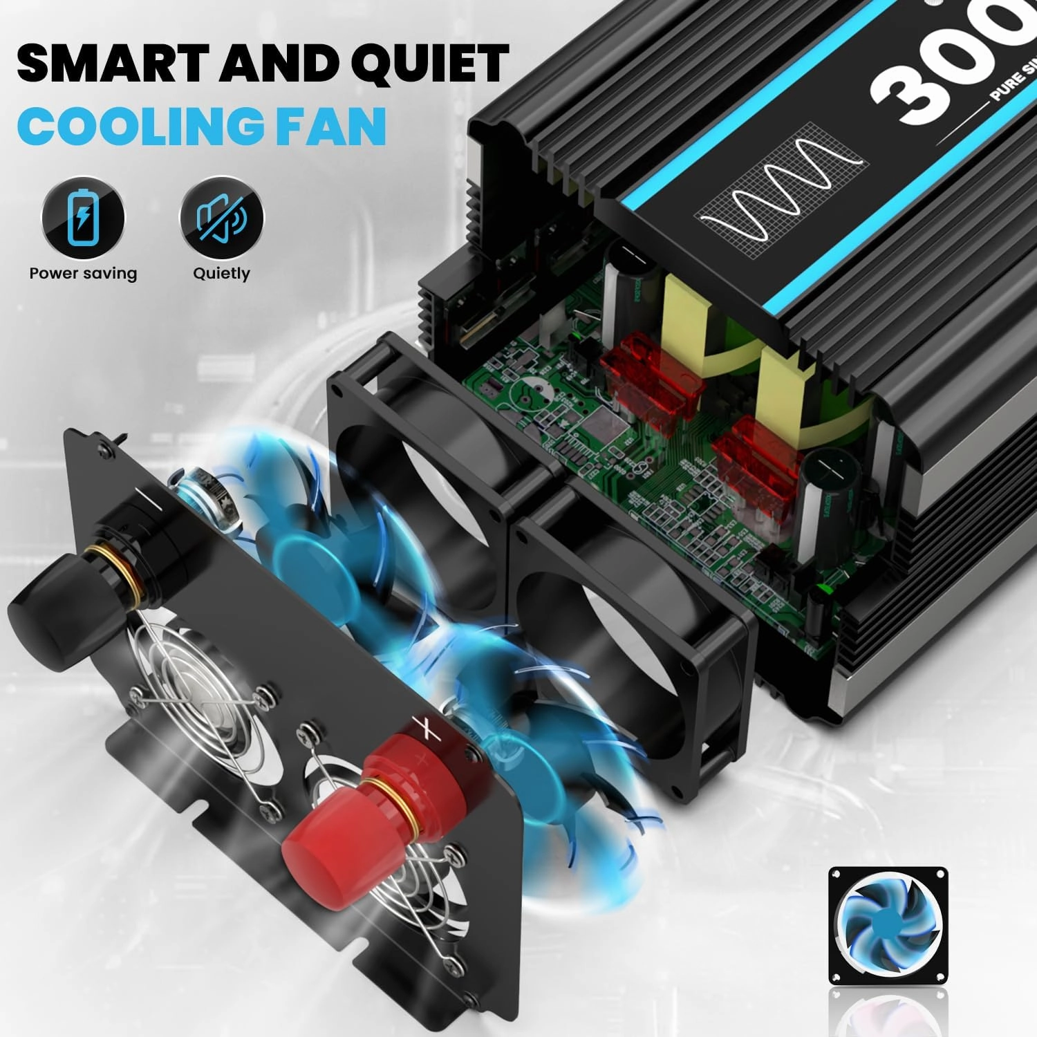 3000W Power Inverter Pure Sine Wave Inverter 12V DC to 110V AC Car Inverter with USB Ports,3 AC Outlets, LCD Display, Remote Controller for Car, Truck, Home, Vehicles, Boat, Power Outage