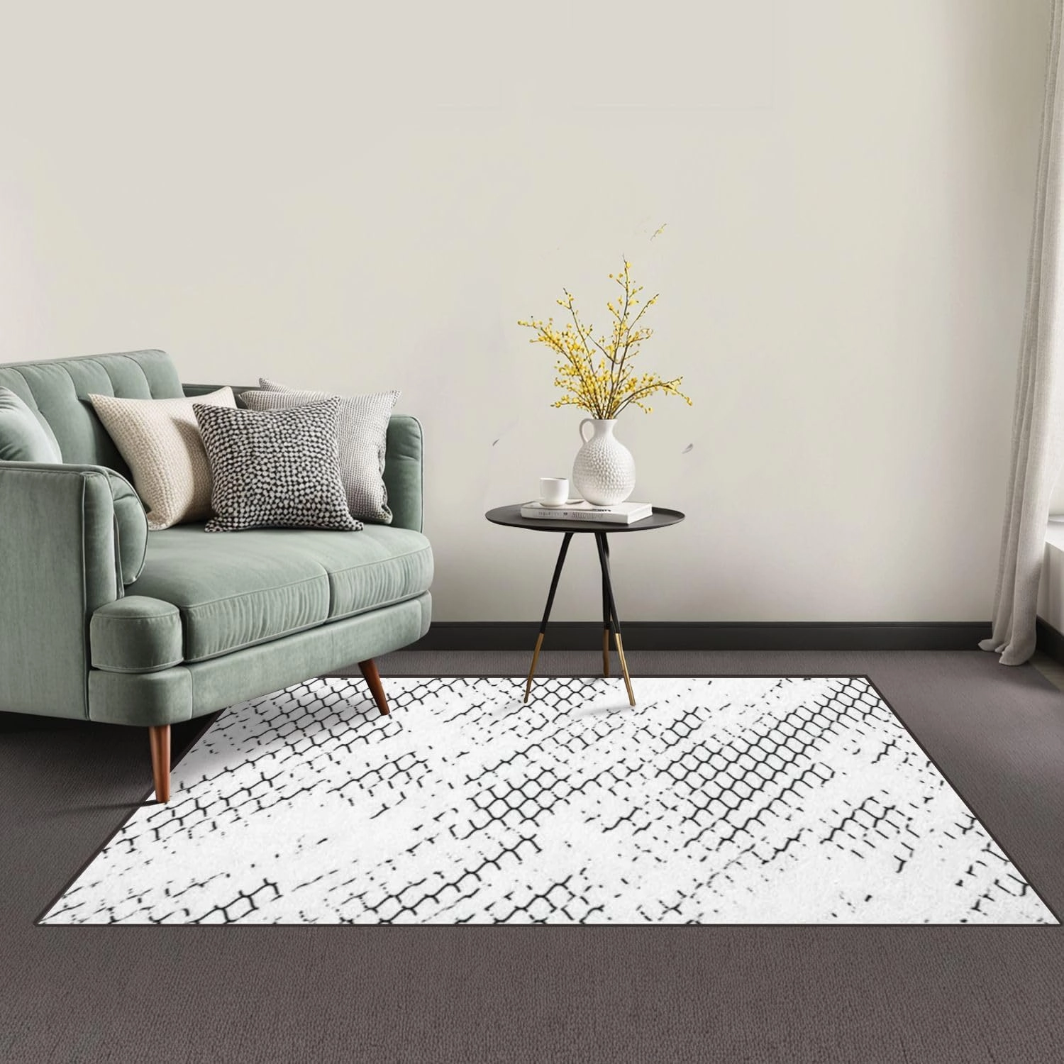 32"x 48" Boho Area Rugs Mesh Texture for Fishing nets Grunge Pattern for Sportswear Washable Low Pile Carpet Non Slip Floor Mat Soft for Living Room Bedroom Nursery Room Bathroom Home Decor