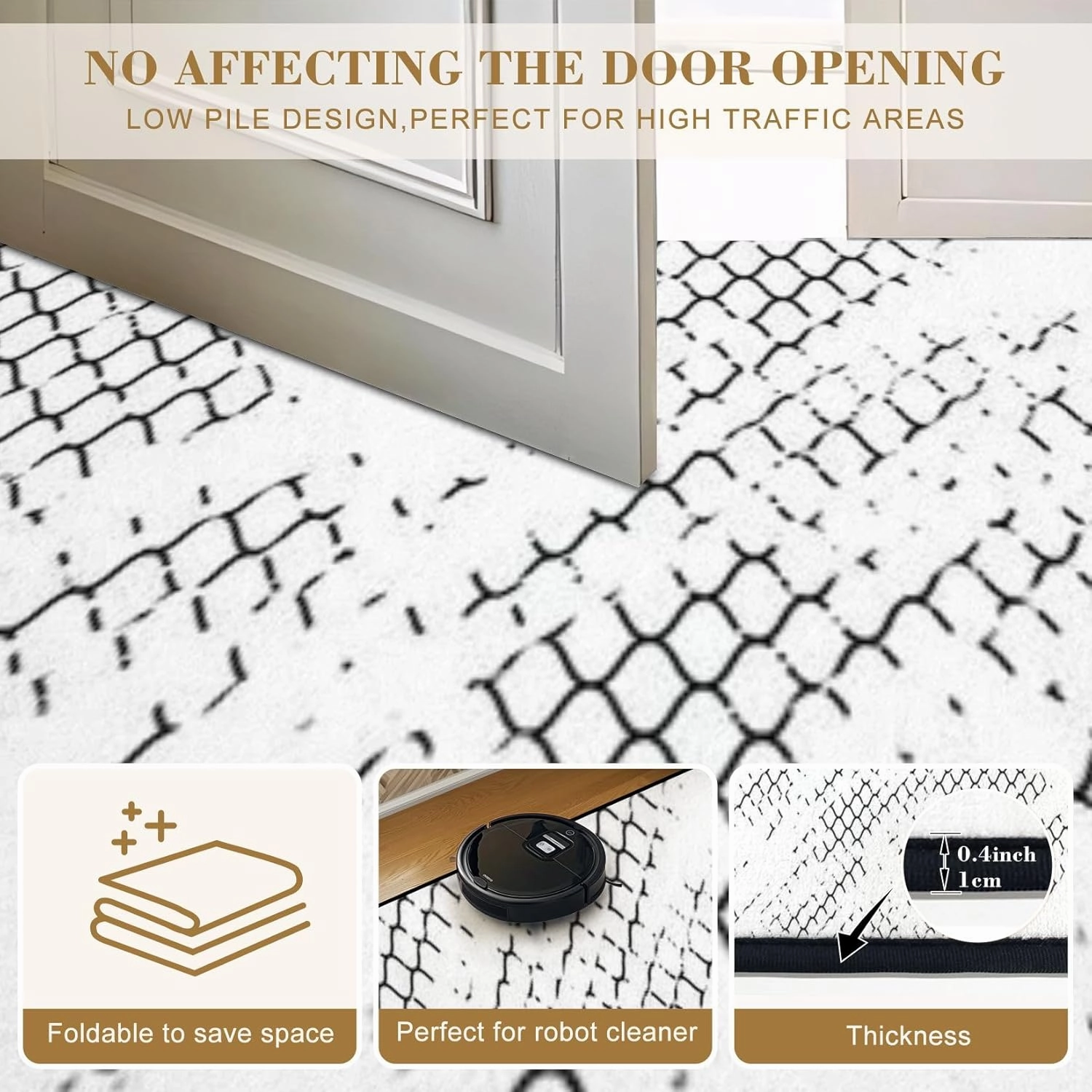 32"x 48" Boho Area Rugs Mesh Texture for Fishing nets Grunge Pattern for Sportswear Washable Low Pile Carpet Non Slip Floor Mat Soft for Living Room Bedroom Nursery Room Bathroom Home Decor