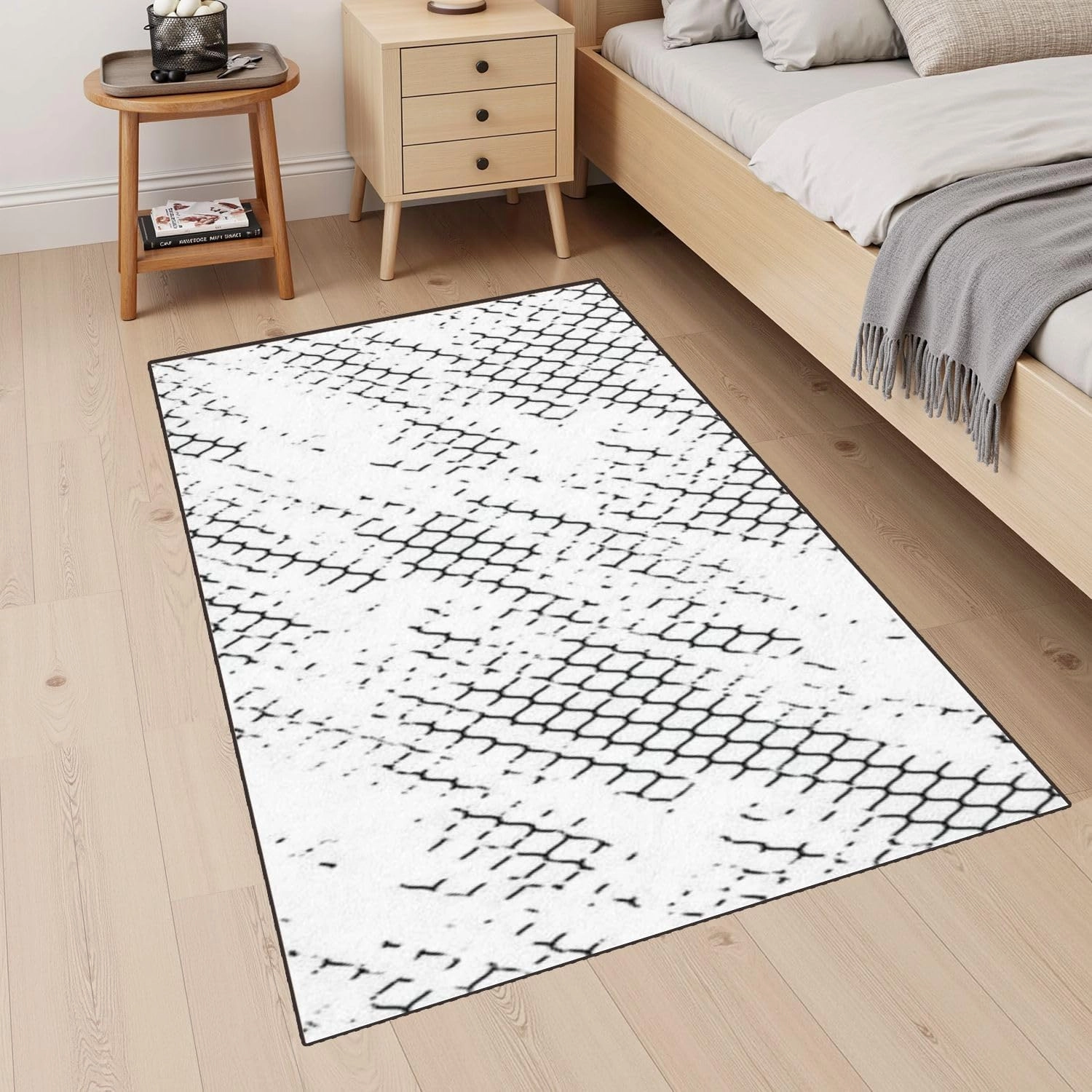 32"x 48" Boho Area Rugs Mesh Texture for Fishing nets Grunge Pattern for Sportswear Washable Low Pile Carpet Non Slip Floor Mat Soft for Living Room Bedroom Nursery Room Bathroom Home Decor