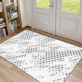 32"x 48" Boho Area Rugs Mesh Texture for Fishing nets Grunge Pattern for Sportswear Washable Low Pile Carpet Non Slip Floor Mat Soft for Living Room Bedroom Nursery Room Bathroom Home Decor