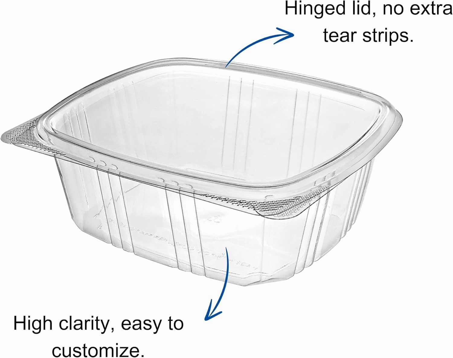 32oz RPET Clear Hinged Lid Deli Container -200Pcs