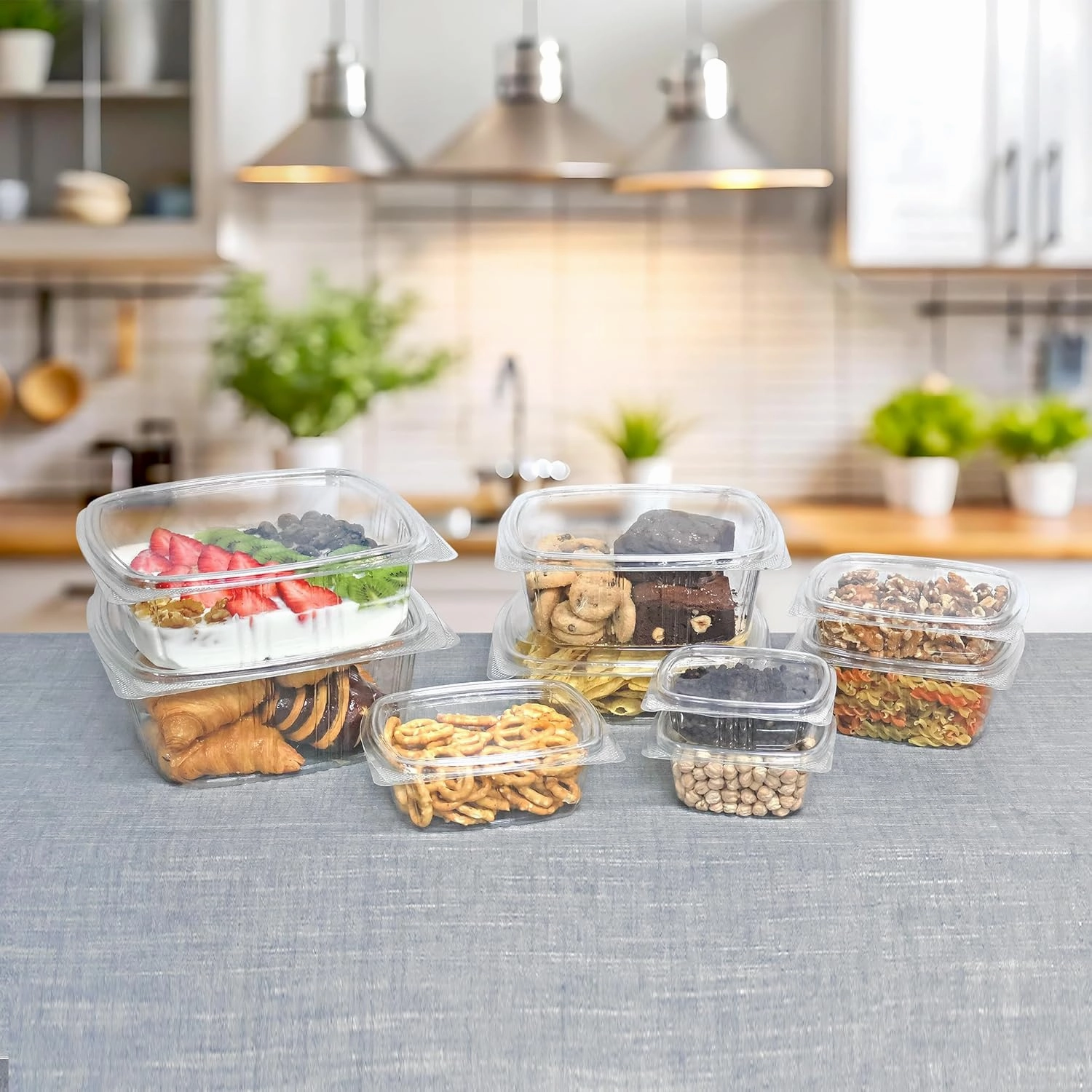 32oz RPET Clear Hinged Lid Deli Container -200Pcs