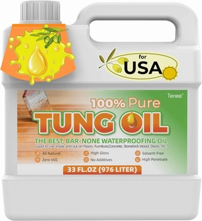 33 Fl Oz Pure Tung Oil – Waterproof That Strengthens & Protect Wood – Give Your Wood Projects Food Grade Tung Oil Finish – Food Safe Sealer for Pet Houses, Garden Boxes, And More