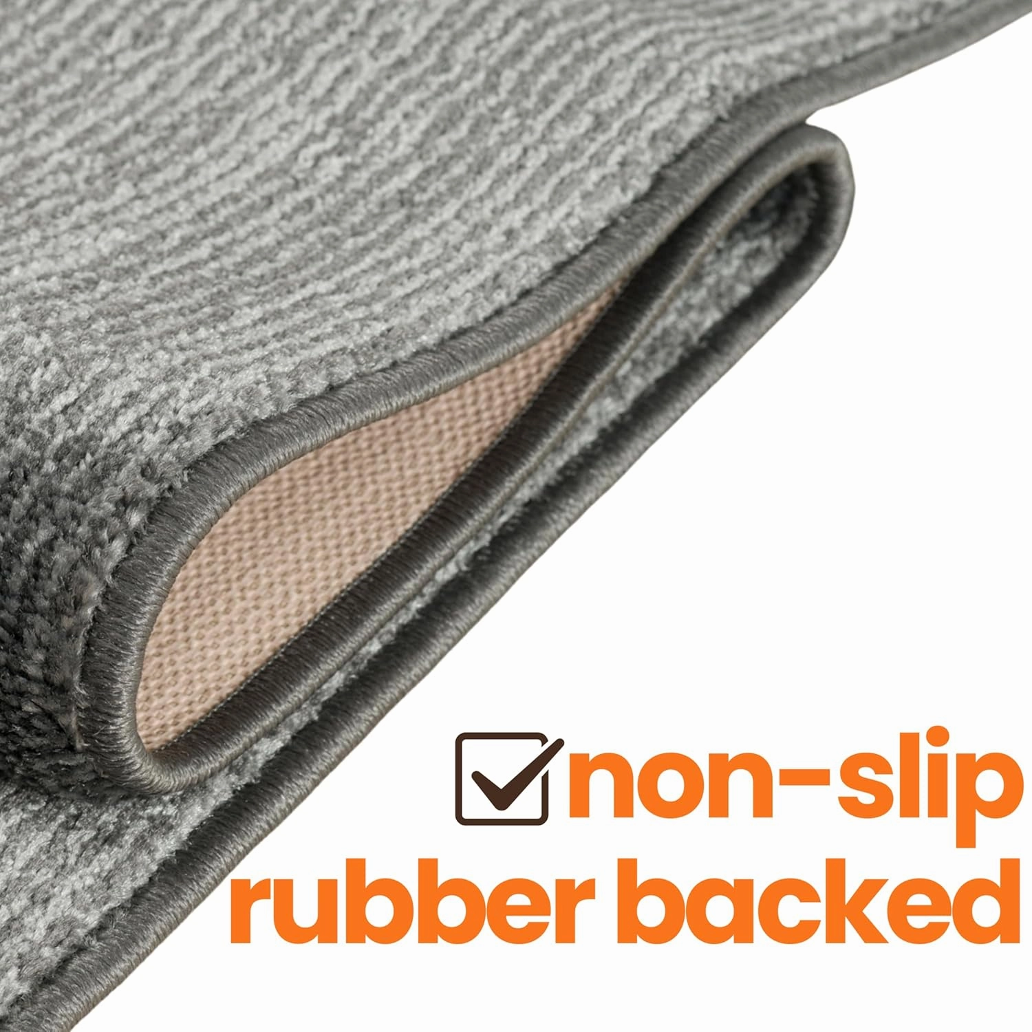 35ft Custom Size Runner Rug by The Foot for Extra Long Hallways - Striped Grey | Non-Slip & Washable | No-Fray Edge Finished