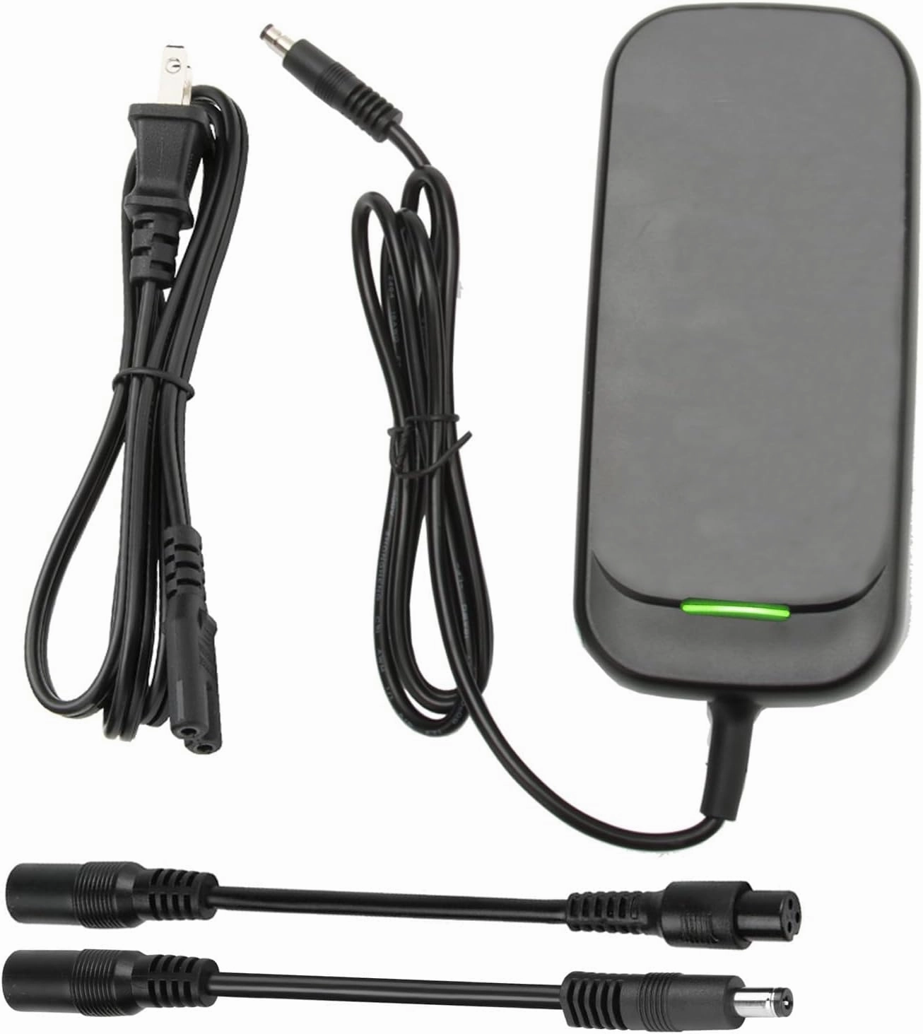 36V 2A Battery Charger with 3 Plugs 2.1mm 2.5mm DC Plug and 8mm 3-Prong Female Connector for Lithium Battery, 42V Fast Smart Power Adapter Replacement for All Brands’ 36 Volt Device
