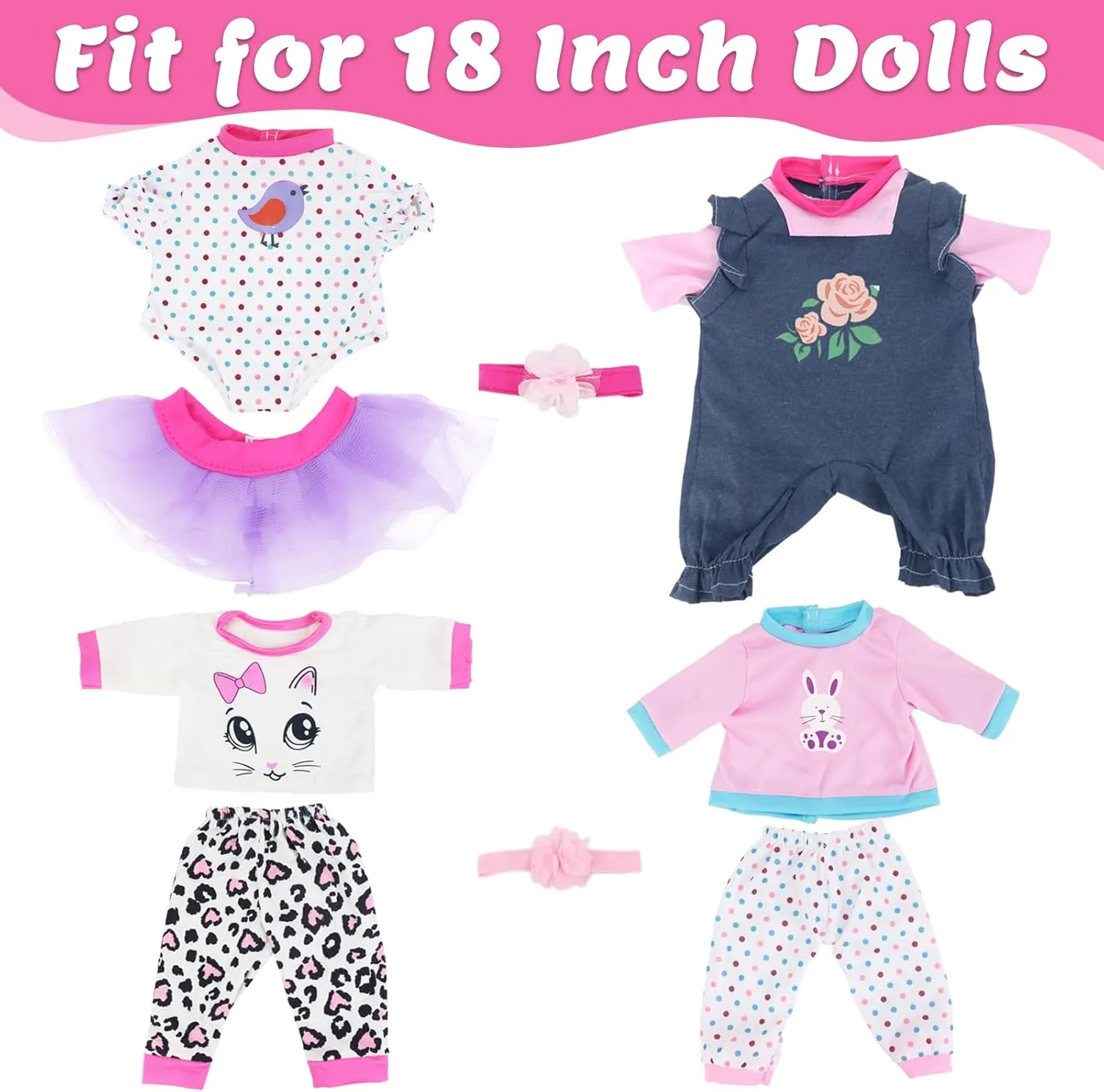 4 Sets Baby Doll Clothes for 14-18 Inch Dolls, 16 Inch Baby Doll Fashion Clothes Dresses and Accessories Outfits for New Born Baby Dolls(No Doll)