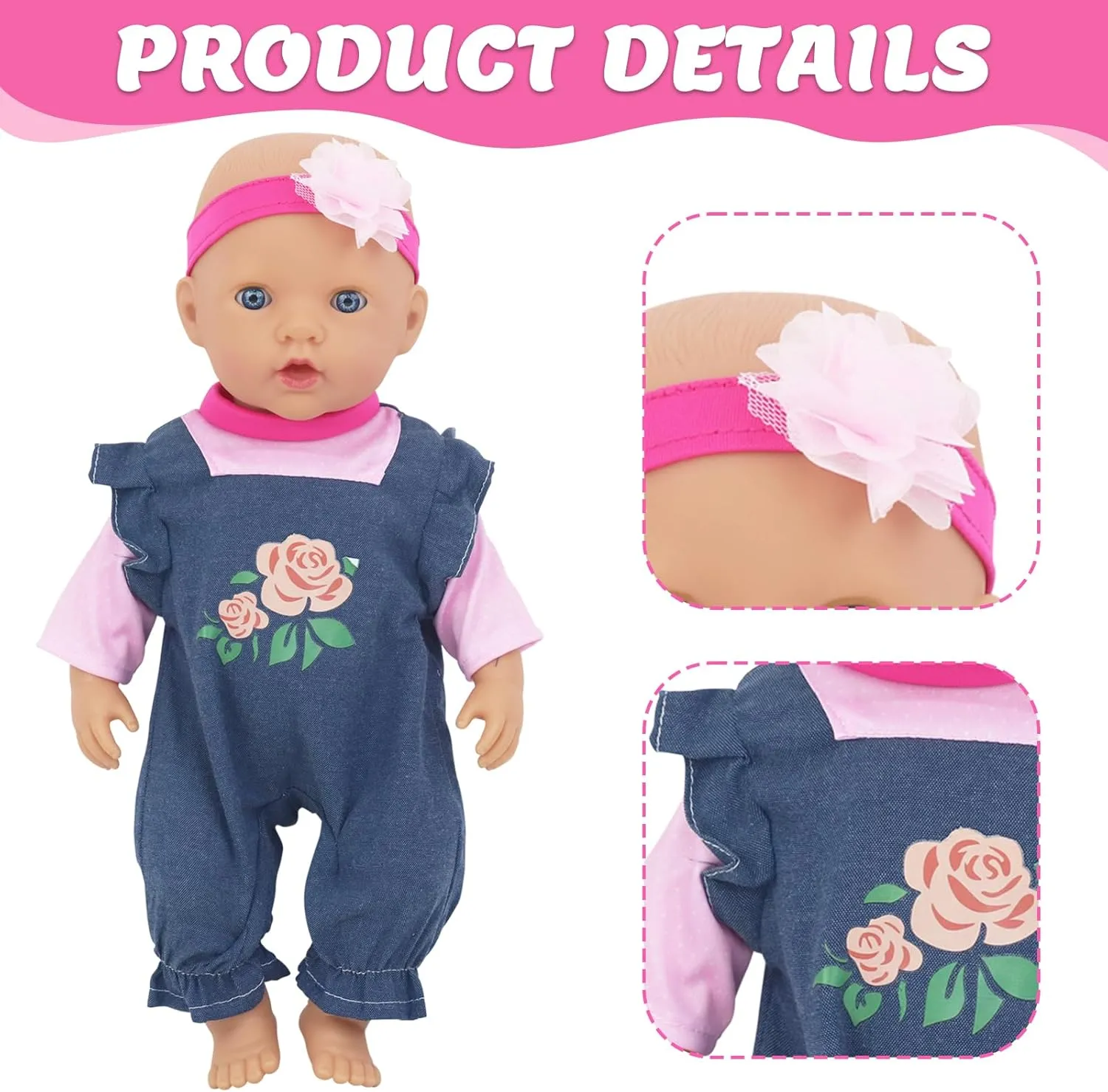 4 Sets Baby Doll Clothes for 14-18 Inch Dolls, 16 Inch Baby Doll Fashion Clothes Dresses and Accessories Outfits for New Born Baby Dolls(No Doll)