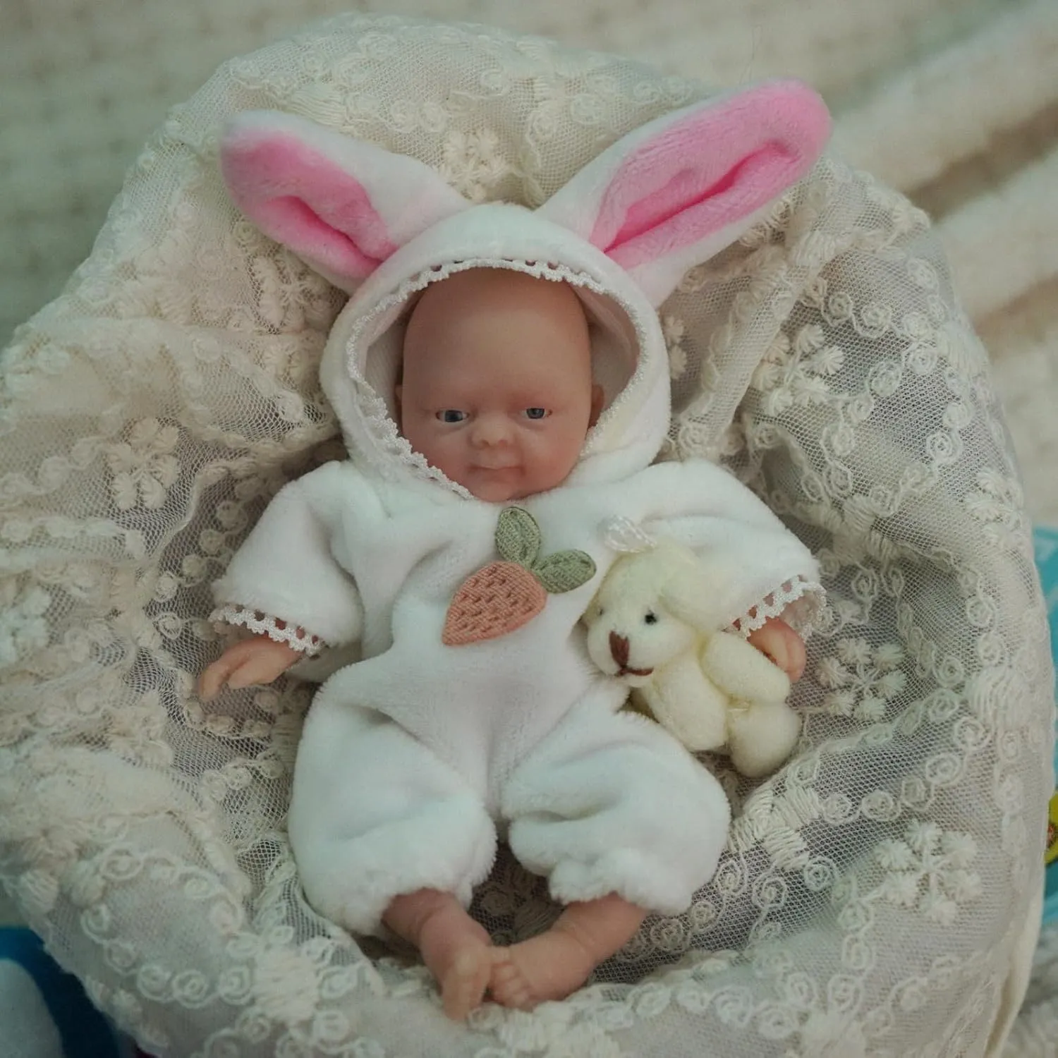 4.5" Girl Reborn Doll Micro Preemie Full Body Silicone 13cm Baby Doll Lifelike Mini