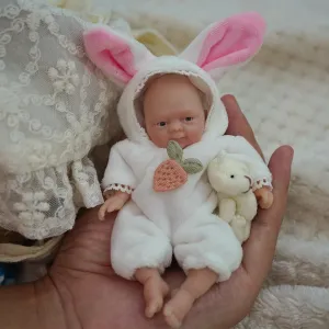 4.5" Girl Reborn Doll Micro Preemie Full Body Silicone 13cm Baby Doll Lifelike Mini
