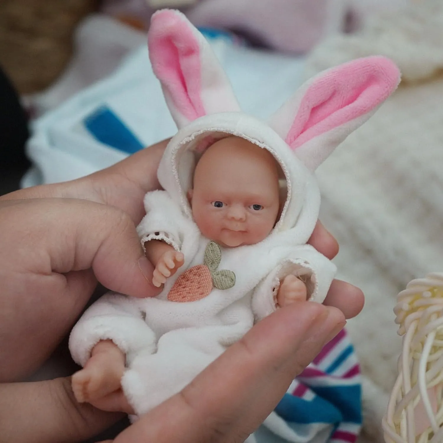 4.5" Girl Reborn Doll Micro Preemie Full Body Silicone 13cm Baby Doll Lifelike Mini