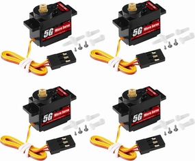 4PCS 5G Micro Servo Motor Mini Servo for 1/28 Car Airplane Fixed-Wing K969 K989 K999 Airplane FIX Wing Smart RC Robot Arm (Metal Gear)