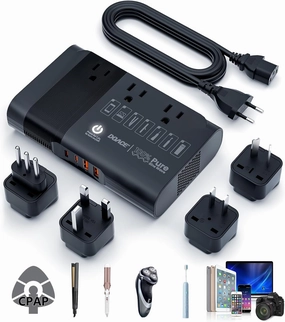500W Pure Sine Wave Voltage Converter US to Europe, AI 220V to 110V Converter 50Hz to 60Hz Transformer for European Travel, Power Converter Adapter Combo USB-C for CPAP Hair Straightener Laptop Phone