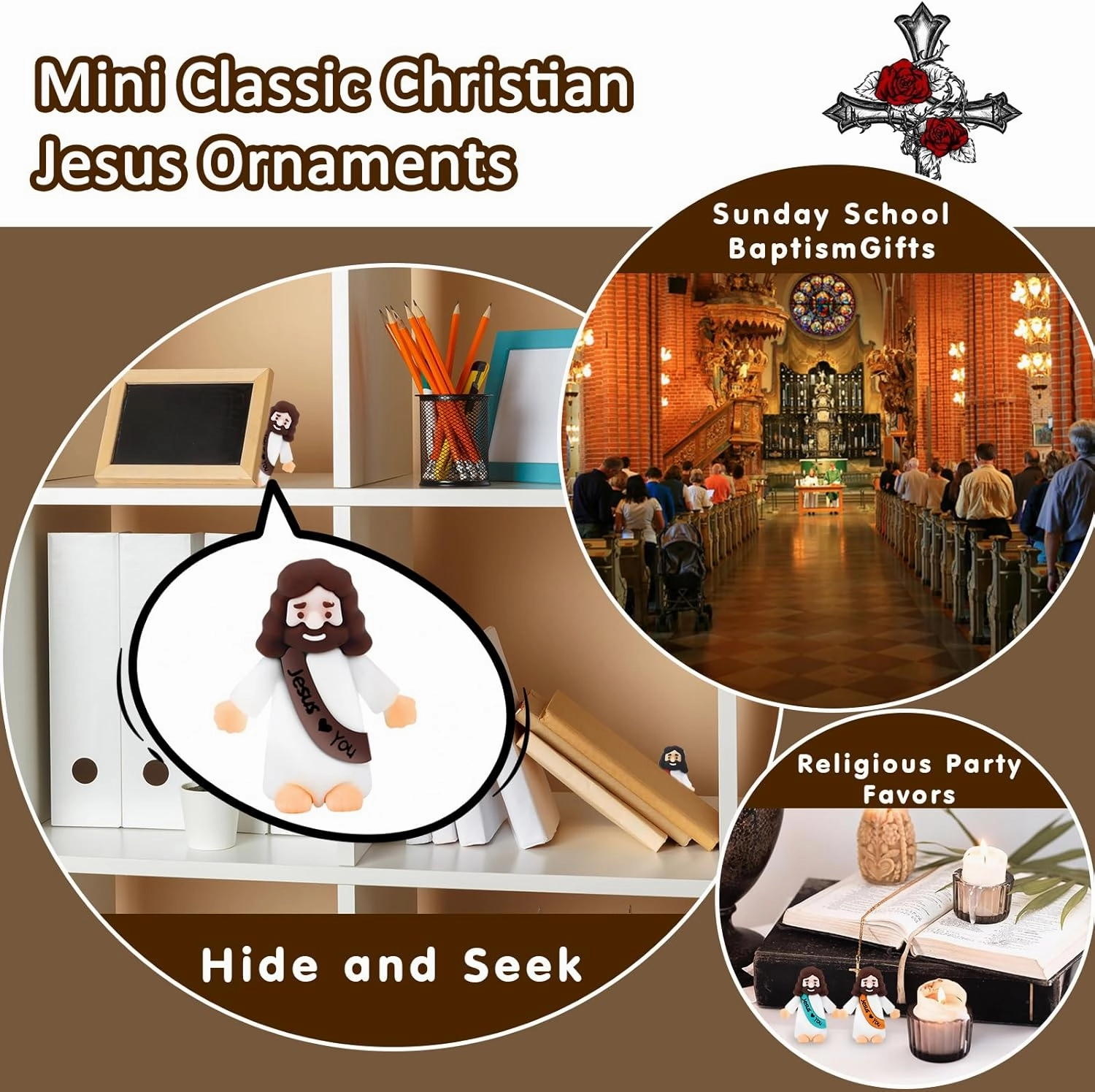 50Pcs Little Jesus Figures Bulk Mini Jesus Love You Figurines Tiny Small Rubber Baby Jesus Toys to Hide Pocket Miniature Jesus Easter Egg Fillers Stuffers Baptism Gift Religious Party Favors