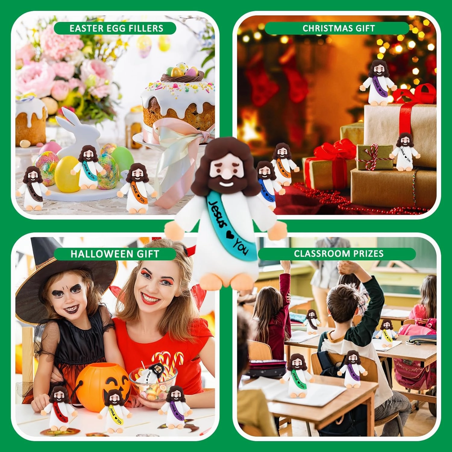 50Pcs Little Jesus Figures Bulk Mini Jesus Love You Figurines Tiny Small Rubber Baby Jesus Toys to Hide Pocket Miniature Jesus Easter Egg Fillers Stuffers Baptism Gift Religious Party Favors
