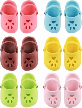 6 Pairs of Classic Clogs, 18” Doll Shoes American Doll Shoes 18 in Doll Accessories for Creating a Summer Look Gift for Girl