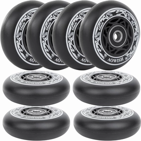 8-Pack 68mm Inline Skate Wheels Outdoor Asphalt Formula Aggressive Roller Blades Wheels 90a Roller Hockey Replacement Wheels with Bearings ABEC-9 and Floating Spacers (Black Color)